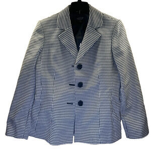 Kasper Womens Blazer Jacket Size 10 Black White Houndstooth Belted